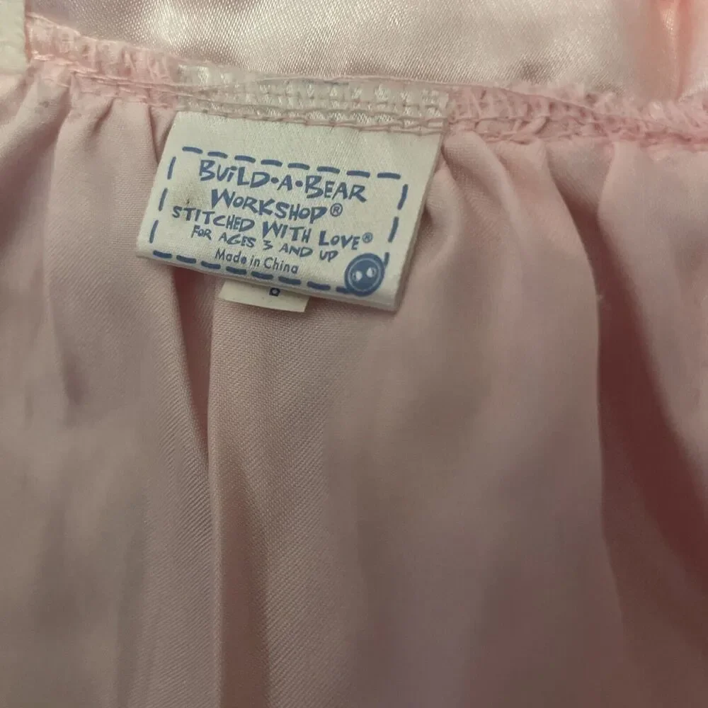 Build a Bear Pink White Flower Girl Dress Wand Shoes